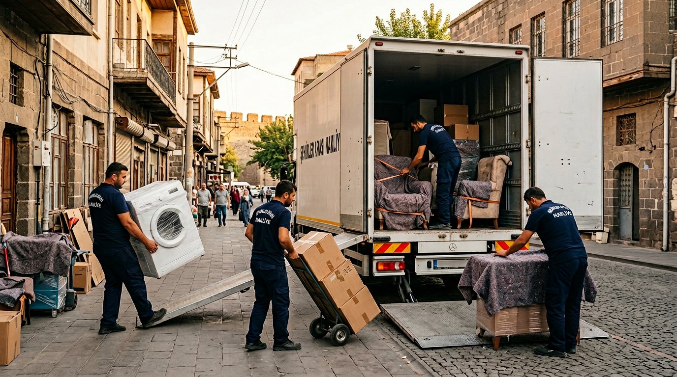 Uzun dolabin nakliye aracina yuklenmesi