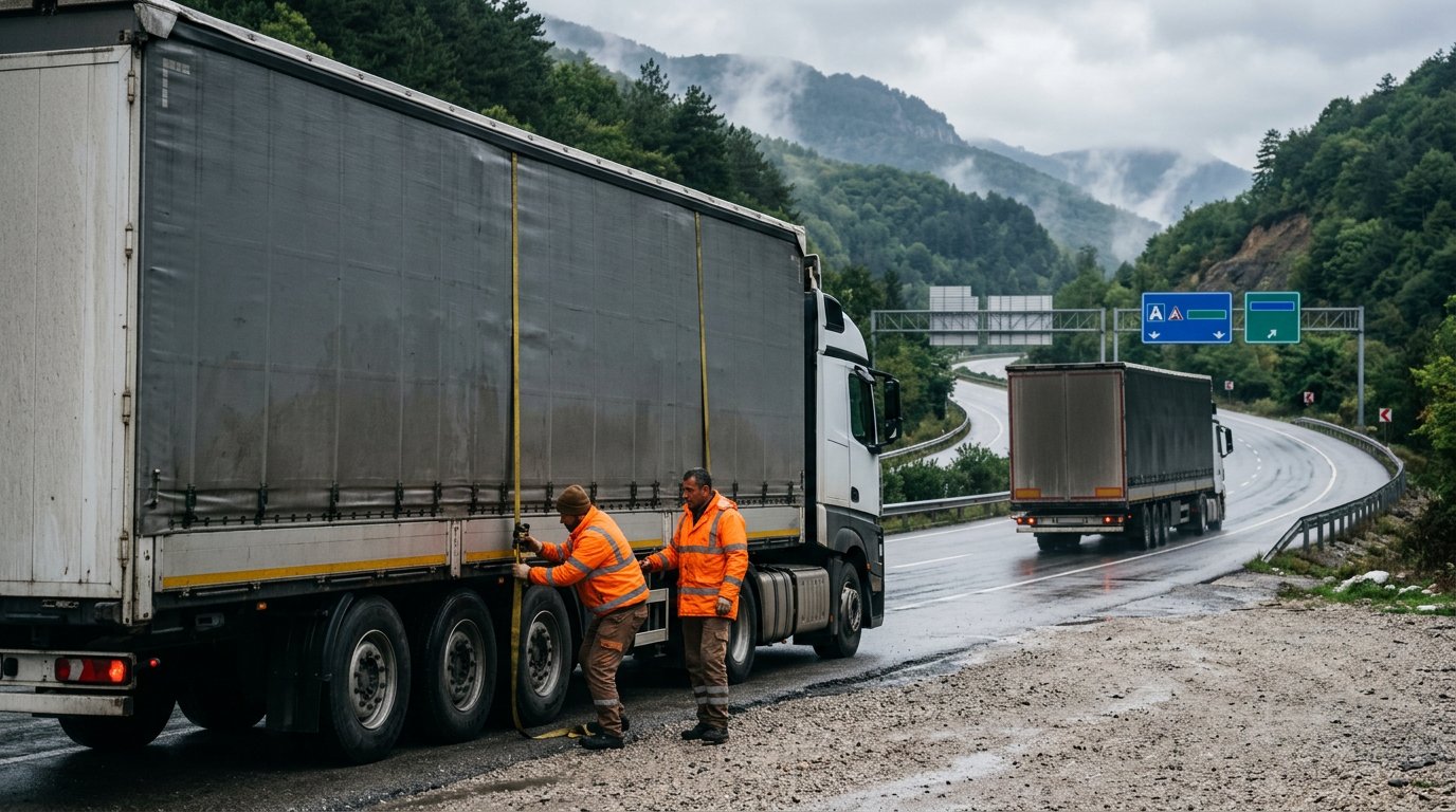 Uzun yol oncesi nakliye araci kontrol ekibi